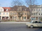 A Trabant 'speeds' along a street