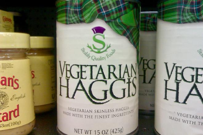 A can of vegetarian haggis